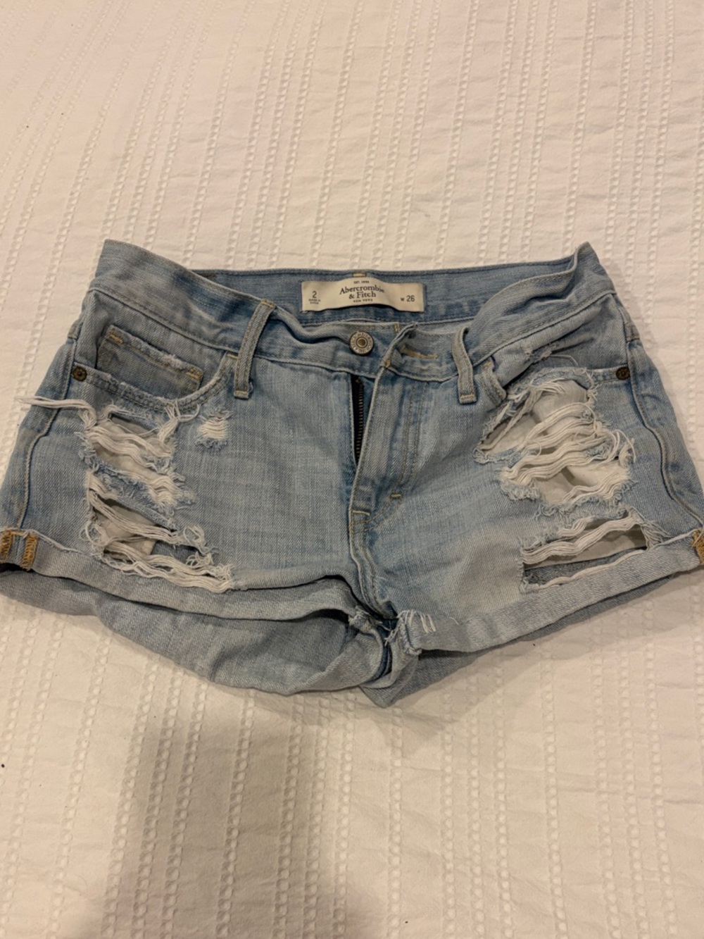 Abercrombie & Fitch Light Blue Distressed Denim Cutoff Shorts